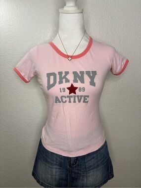 DKNY Pink Ringer Tee with Red Star